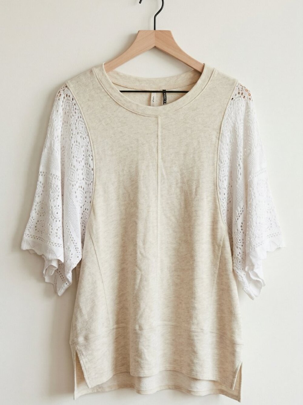 Anthropologie Akemi + Kin Coro Dolman Crochet Sleeve Tunic Cream Cottagecore S